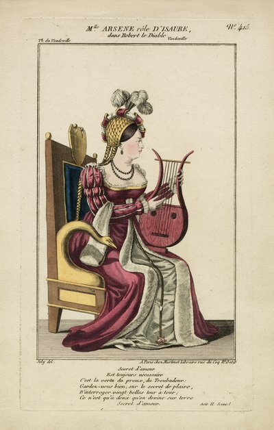 La Srta. Arsene en el papel de Isaure, París 1812 (impresión) de Adrien Joly