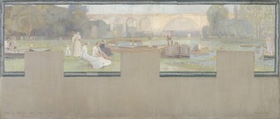 Boceto para el ayuntamiento de Nogent-sur-Marne: Le repos - la navigation, primavera de 1889 (óleo sobre lienzo) de Adrien Karbowsky