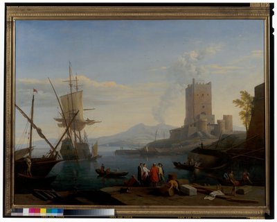 Puerto con el Vesubio al fondo de Adrien Manglard