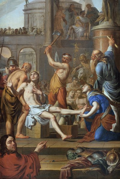 El martirio de San Adrián (muerto en 306). Pintura de Adrien Sacquespee (1629-1688), óleo sobre lienzo de Adrien Sacquespee