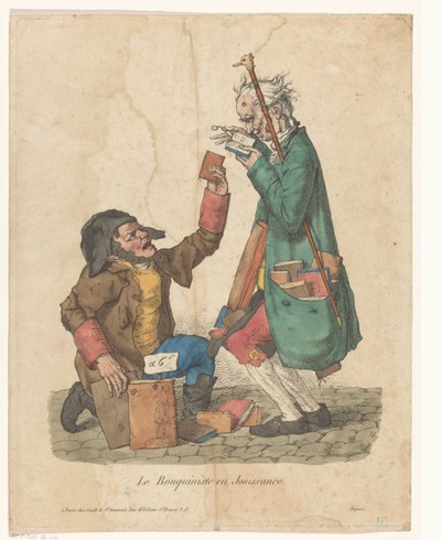 Librero con un cliente en la calle
Le Bouquiniste en Jouissance (título en el objeto) de Adrien Victor Auger