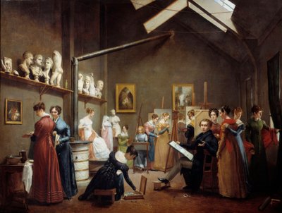 Vista del estudio del pintor Abel de Pujol de Adrienne Marie Grandpierre Deverzy