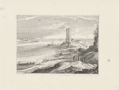 Seascape con la ruina de una torre de Aegidius Sadeler (II) (attributed to)