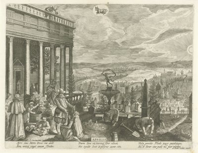 Abril Aprilis (título sobre objeto) Los doce meses (título de la serie) de Egidius  Sadeler (II)