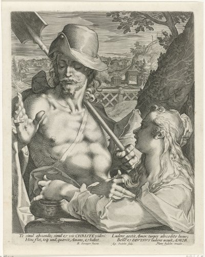 Cristo se aparece como jardinero a María Magdalena (Noli mi tangere) de Egidius  Sadeler (II)