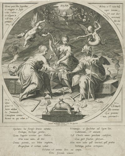 De drie schikgodinnen Possess Your Souls (título en el objeto) de Egidius  Sadeler (II)