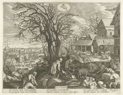 Diciembre (título sobre objeto) Los doce meses (título de la serie) de Egidius  Sadeler (II)