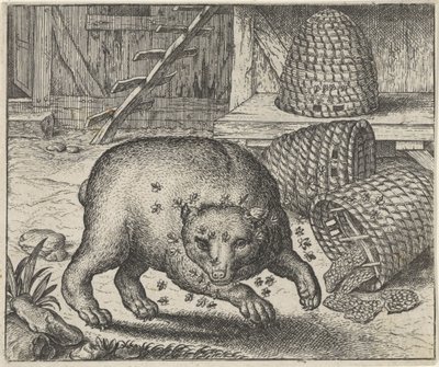 Fábula del oso y las abejas de Egidius  Sadeler (II)