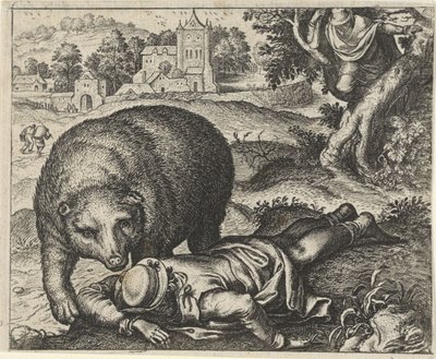 Fábula del oso y los dos viajeros de Egidius  Sadeler (II)