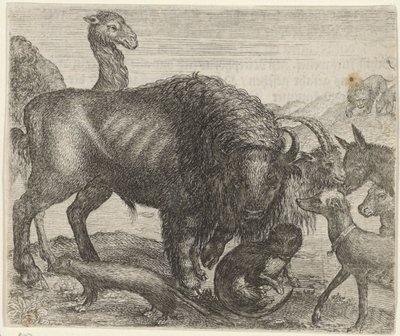 Fábula del bisonte y los otros animales de Egidius  Sadeler (II)