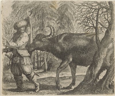 Fábula del búfalo y el granjero de Egidius  Sadeler (II)
