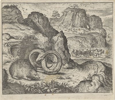 Fábula del erizo y la serpiente de Egidius  Sadeler (II)