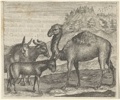 Fábula del burro, el búfalo, el camello y la mula de Egidius  Sadeler (II)