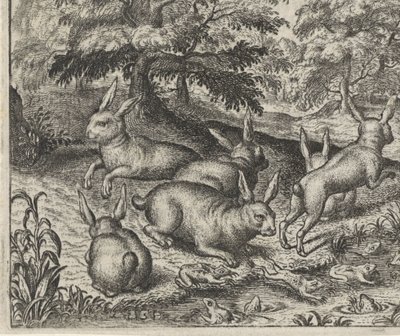 Fábula de las liebres y las ranas de Egidius  Sadeler (II)