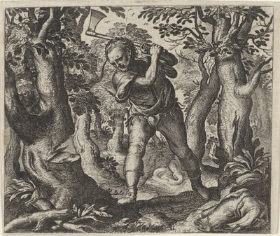Fábula del leñador y el bosque de Egidius  Sadeler (II)