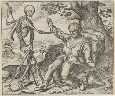Fábula del anciano y la muerte. de Egidius  Sadeler (II)