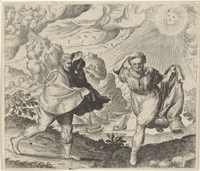 Fábula del viento, el sol y los caminantes de Egidius  Sadeler (II)