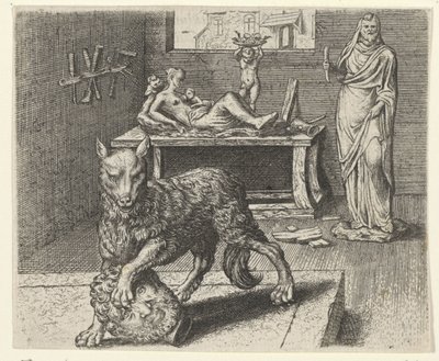 Fábula del lobo y la estatua de Egidius  Sadeler (II)