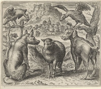 Fábula del lobo y su pleito con las ovejas de Egidius  Sadeler (II)