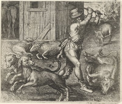 Fábula de un granjero y sus perros de Egidius  Sadeler (II)
