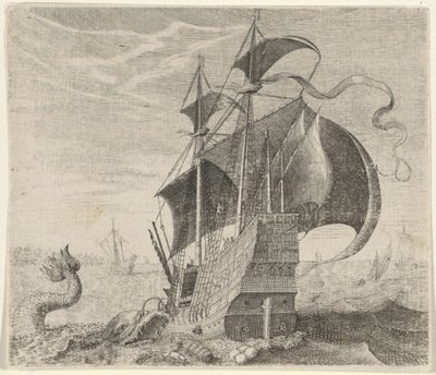 Fábula del barco y la ballena de Egidius  Sadeler (II)