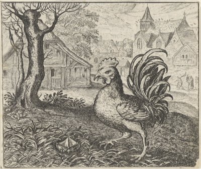 Fábula del gallo y el diamante de Egidius  Sadeler (II)