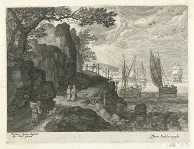 vista de un puerto Paisajes del Tirol (título de la serie) de Egidius  Sadeler (II)
