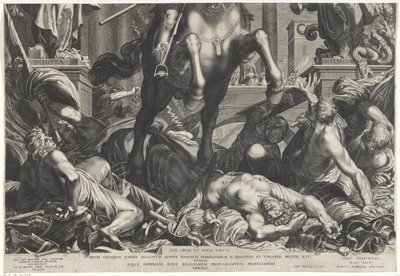 El emperador Fernando II a caballo (hoja inferior) de Egidius  Sadeler (II)