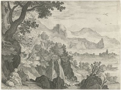 Paisaje con la tranquilidad durante el vuelo a Egipto de Egidius  Sadeler (II)