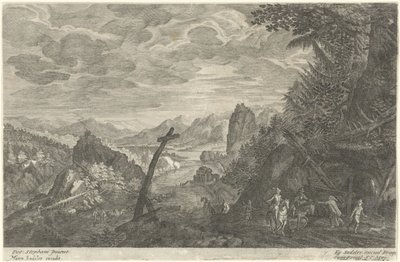 Camino rural al lado de un río Ocho paisajes de Bohemia (título de la serie) de Egidius  Sadeler (II)
