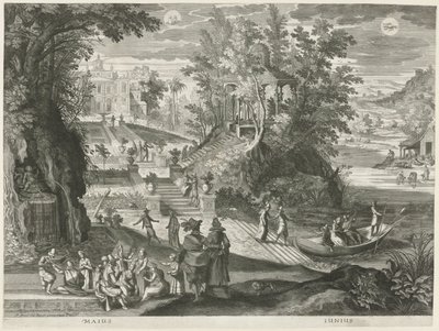 mayo y junio Los doce meses en seis paisajes italianos (título de la serie) de Egidius  Sadeler (II)