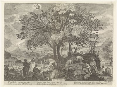 Noviembre (título sobre objeto) Los doce meses (título de la serie) de Egidius  Sadeler (II)