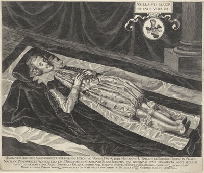 Retrato de Albert-Johannes, Baron van Smirzicz en su lecho de muerte de Egidius  Sadeler (II)
