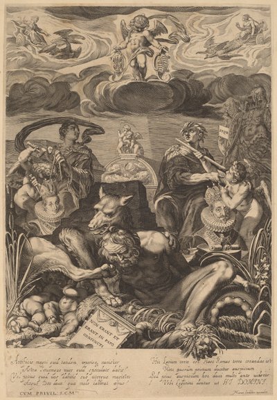 Alegoría del Matrimonio del Emperador Fernando II y Eleonora Gonzaga de Aegidius Sadeler II
