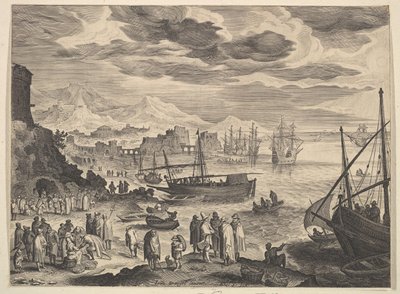 Escena del puerto de Aegidius Sadeler II