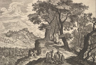 Paisaje con Tobías y el ángel y gitanos de Aegidius Sadeler II