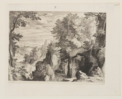 Paisaje montañoso con un ermitaño de Aegidius Sadeler II