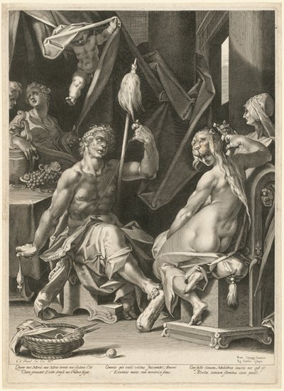 Hércules y Ónfale de Aegidius Sadeler II, after Bartholomaeus Spranger