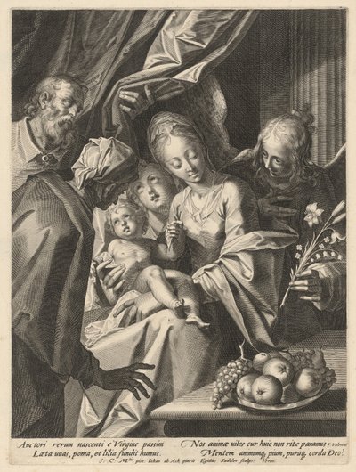 La Sagrada Familia con Santa Ana y Dos Ángeles de Aegidius Sadeler II, after Hans von Aachen