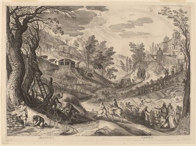 Marzo y abril de Aegidius Sadeler II after Paul Bril