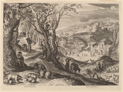 Noviembre y diciembre de Aegidius Sadeler II after Paul Bril