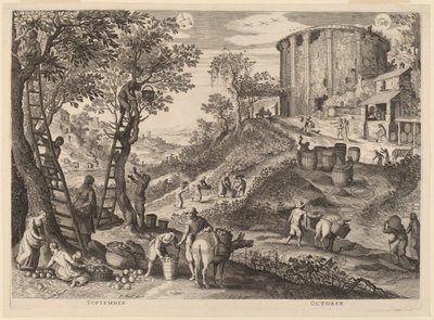 Septiembre y octubre de Aegidius Sadeler II after Paul Bril