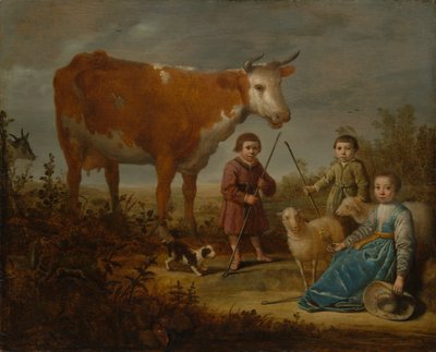 Niños y una Vaca de Aelbert Cuyp