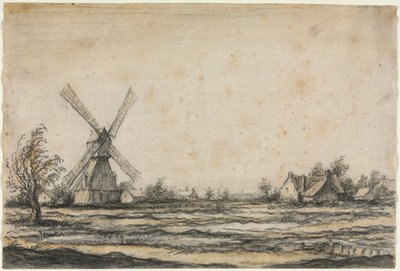 Paisaje con un molino de viento cerca de una granja, 1642-1644 de Aelbert Cuyp