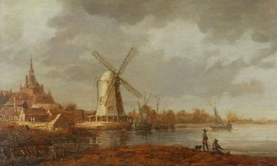 Escena fluvial con vistas a Dordrecht (óleo sobre tabla) de Aelbert Cuyp