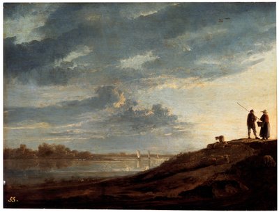 Atardecer sobre el río, años 1650 de Aelbert Cuyp