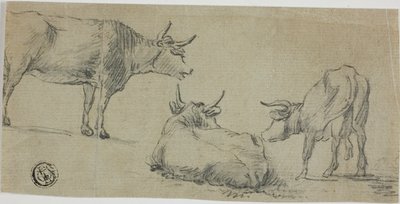 Tres bocetos de vacas de Aelbert Cuyp