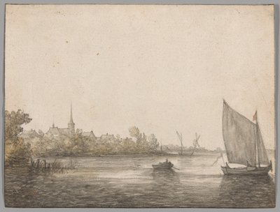 Vista de IJsselmonde vista a través del Nuevo Maas de Aelbert Cuyp