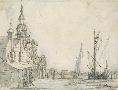 Vista del Groothoofdspoort desde el noreste, Dordrecht, 1618 de Aelbert Cuyp