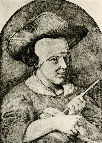 Mujer con sombrero de paja y Rommelpot de Aert Cosyn